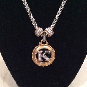 NEW, “K” RHINESTONE NECKLACE w/2 EXTENDERS